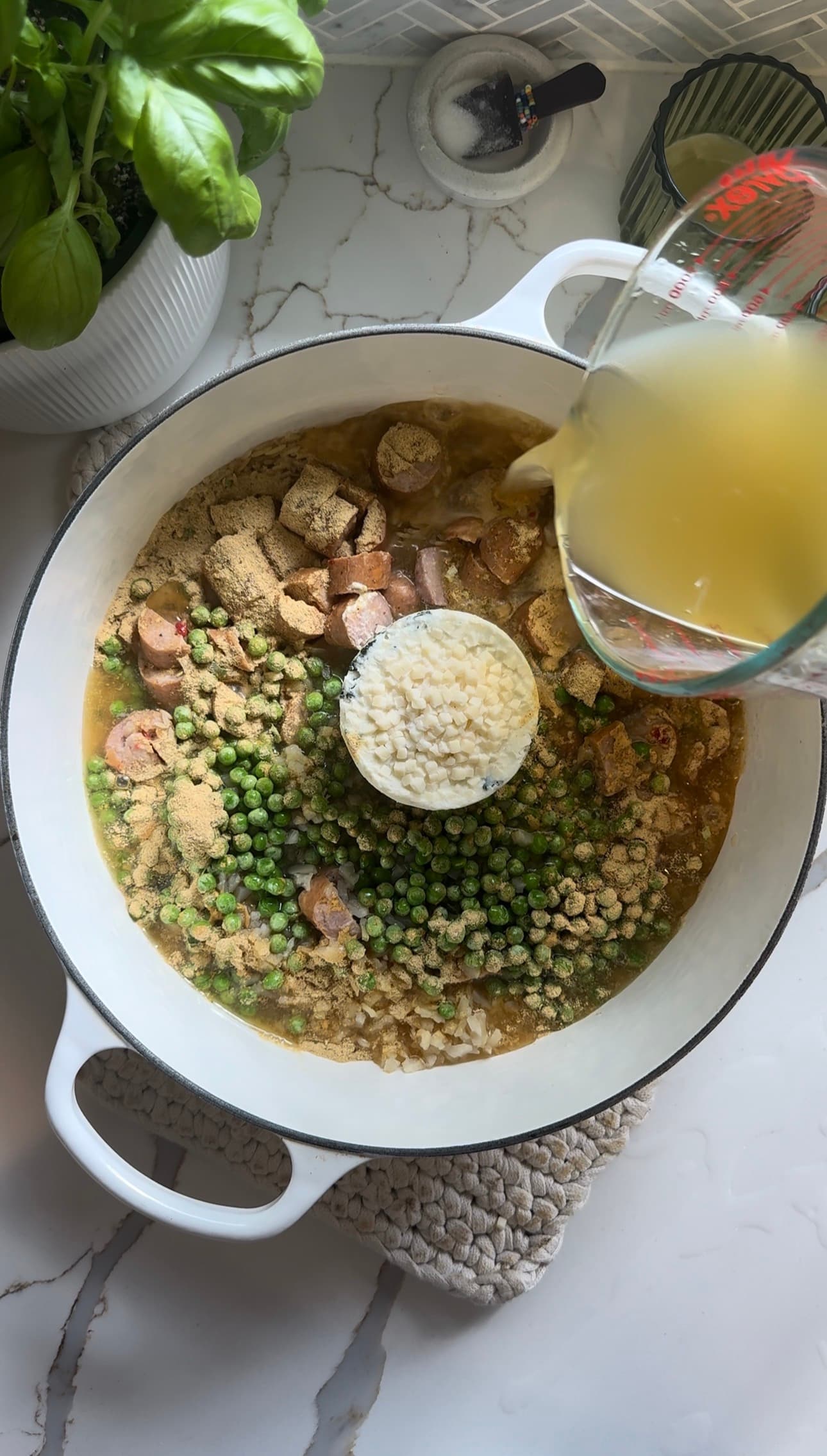 Baked Cheesy Chicken Sausage Rice & Orzo