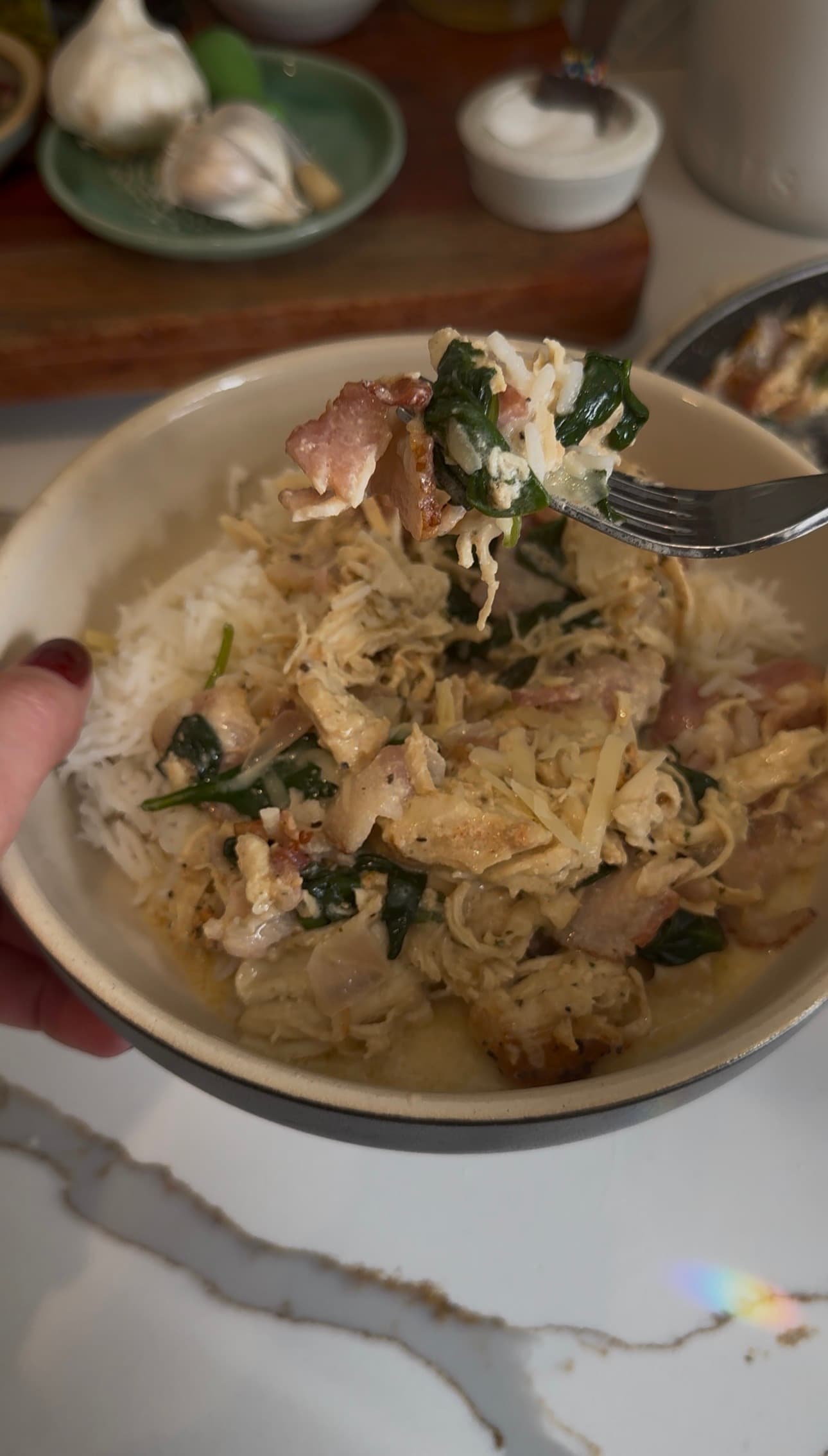 Bacon and Chicken Spinach Skillet