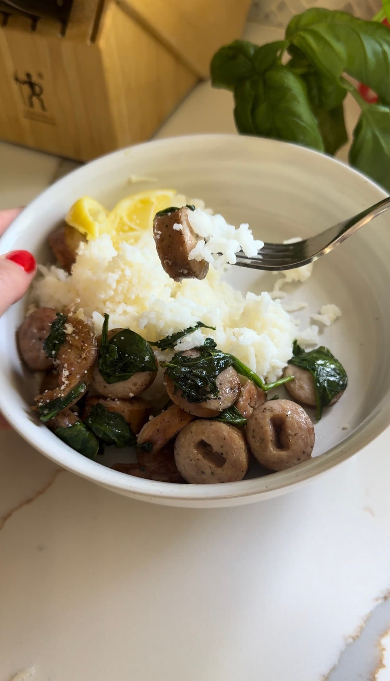 Parmesan Rice and Chicken Sausage