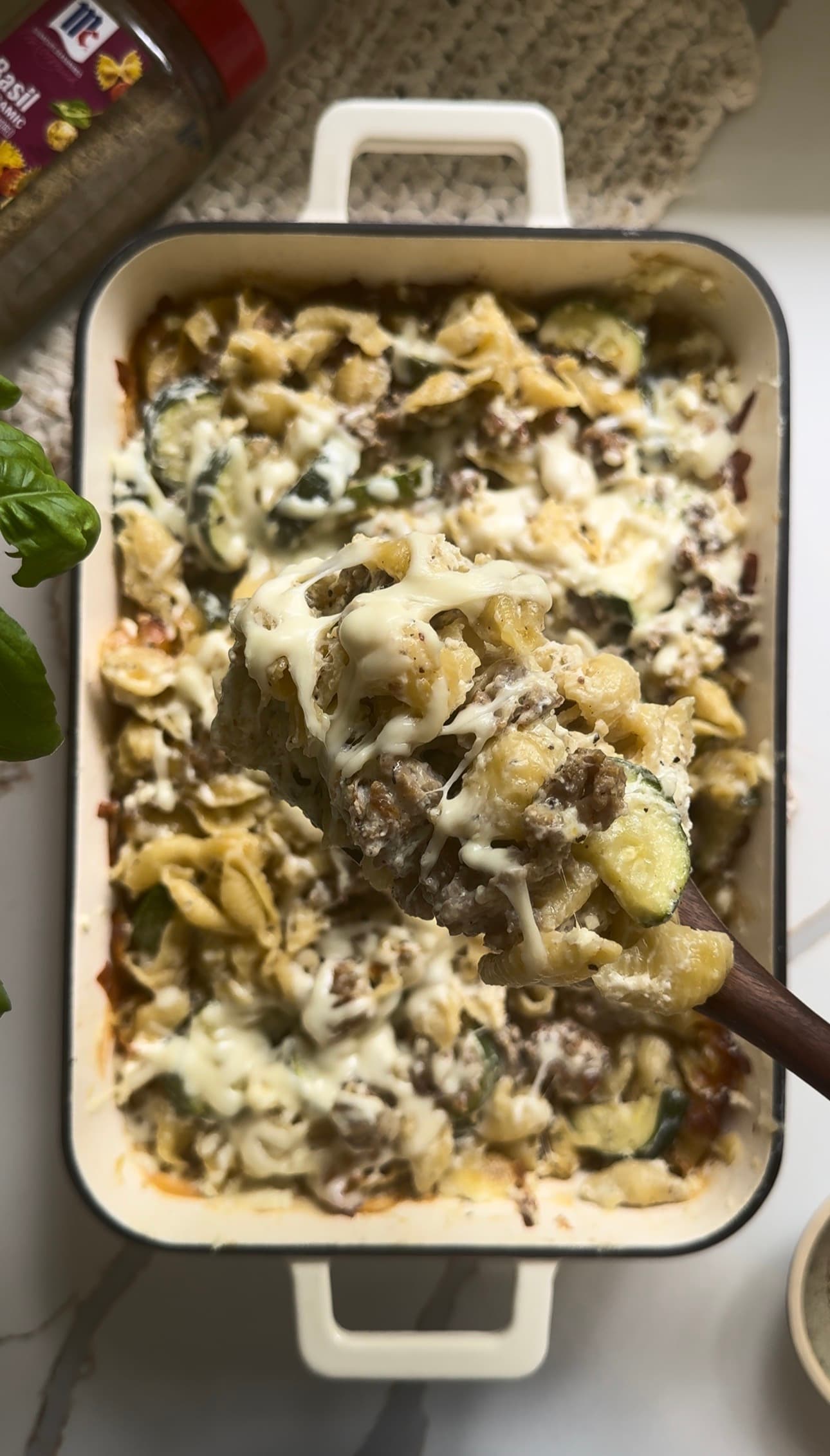 Sausage Basil Pasta Bake