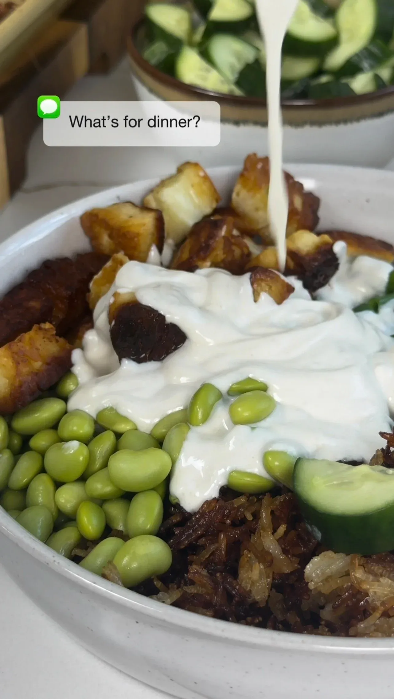 Crispy Rice Halloumi bowl